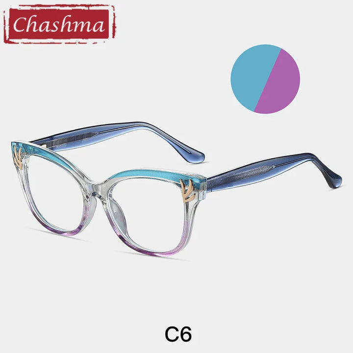 Chashma Women's Full Rim Cat Eye Tr 90 Titanium Eyeglasses 87303 Full Rim Chashma Blue-Purple  