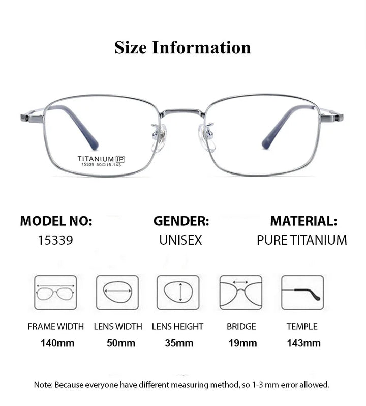 Chashma Unisex Full Rim Square Titanium Eyeglasses 15339 Full Rim Chashma   