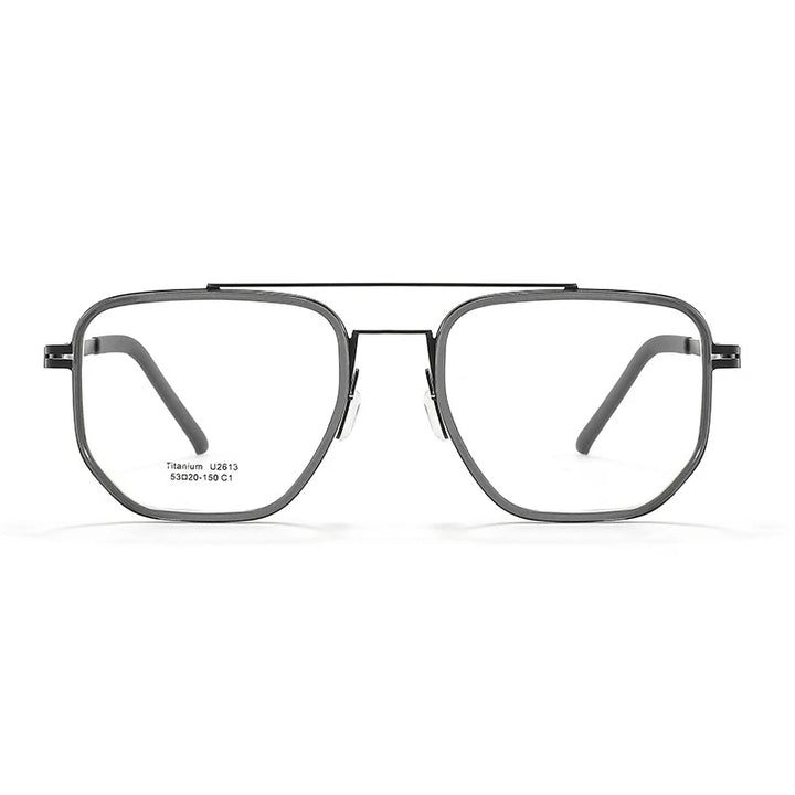 Yimaruili Unisex Full Rim Square Double Bridge Titanium Eyeglasses Y2613 Full Rim Yimaruili Eyeglasses   