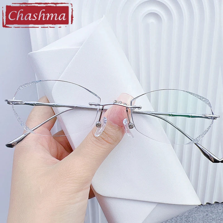 Chashma  Women's Rimless Oval Square Titanium Eyeglasses 691073