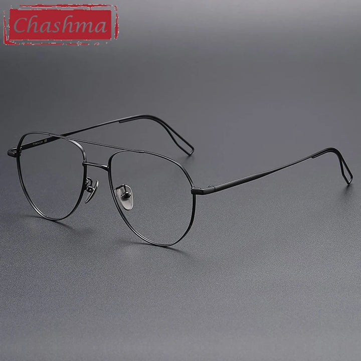 Chashma Ochki Unisex Full Rim Oval Double Bridge Titanium-Alloy Eyeglasses 881016