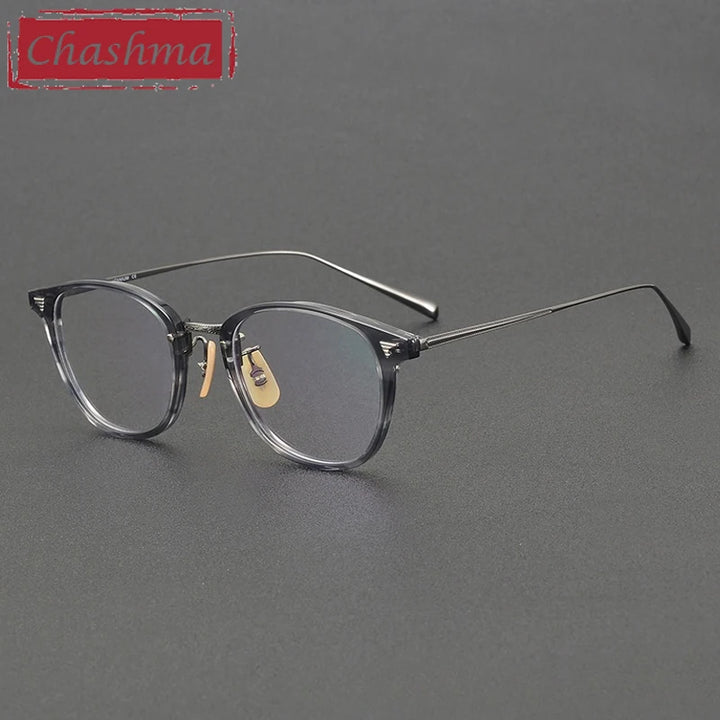 Chashma Ochki Unisex Full Rim Square Acetate Titanium Eyeglasses 936548