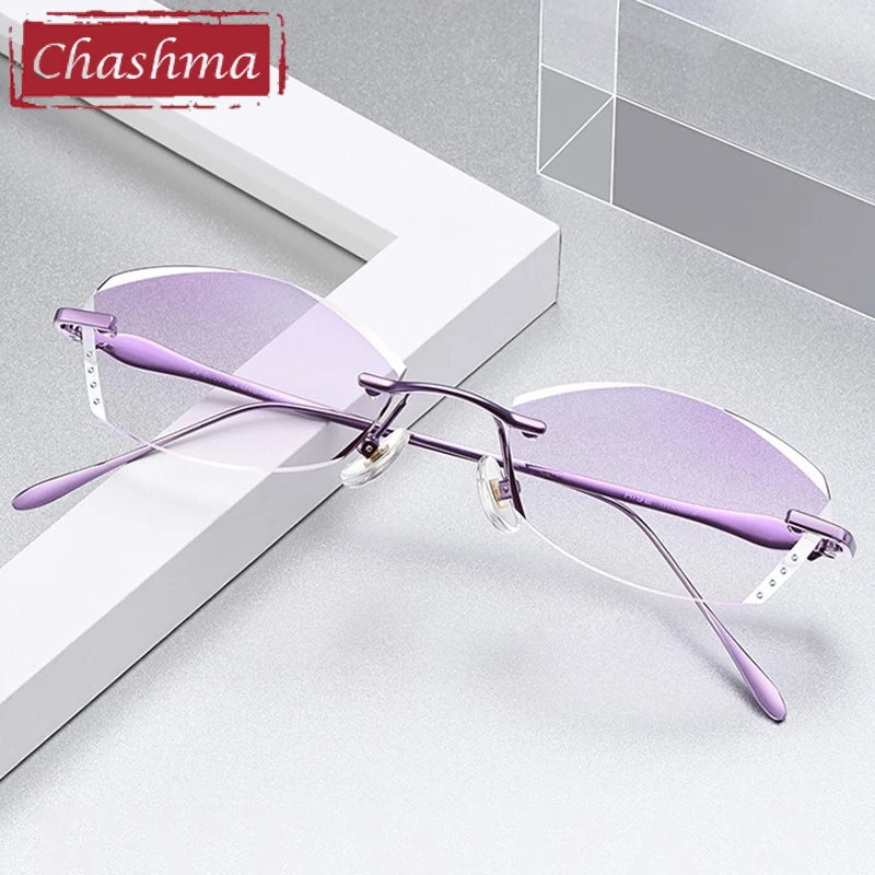 Chashma Women's Rimless Square Butterfly Titanium Eyeglasses 698037