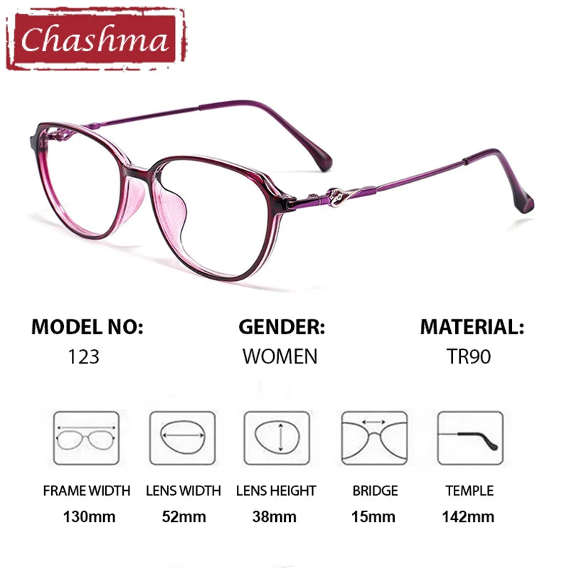 Chashma Ottica Women's Full Rim Oval Tr 90 Titantium Eyeglasses 37123