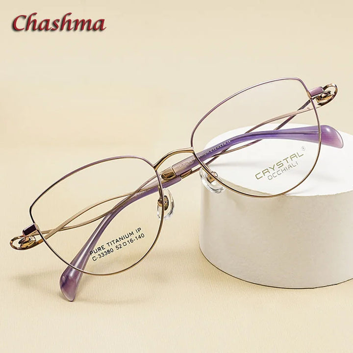 Chashma Ochki Women's Full Rim Cat Eye Titanium Eyeglasses 33380 Full Rim Chashma Ochki   