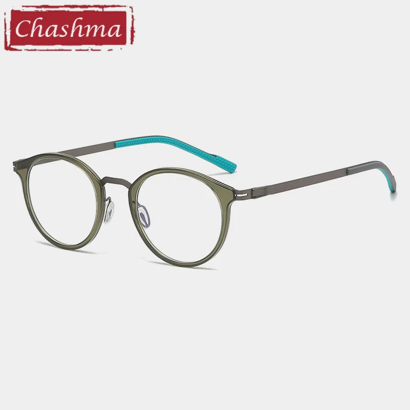 Chashma Unisex Full Rim Round Acetate Titanium Eyeglasses 39606