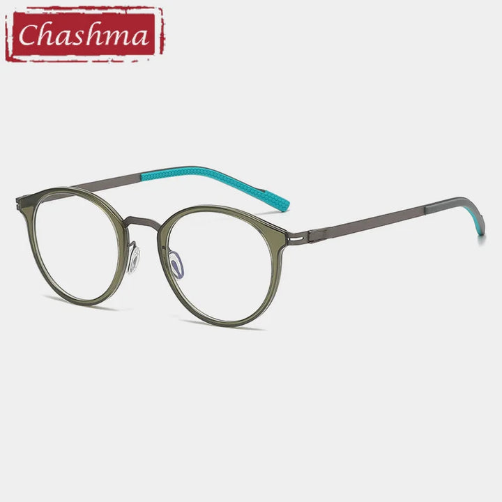 Chashma Unisex Full Rim Round Acetate Titanium Eyeglasses 39606