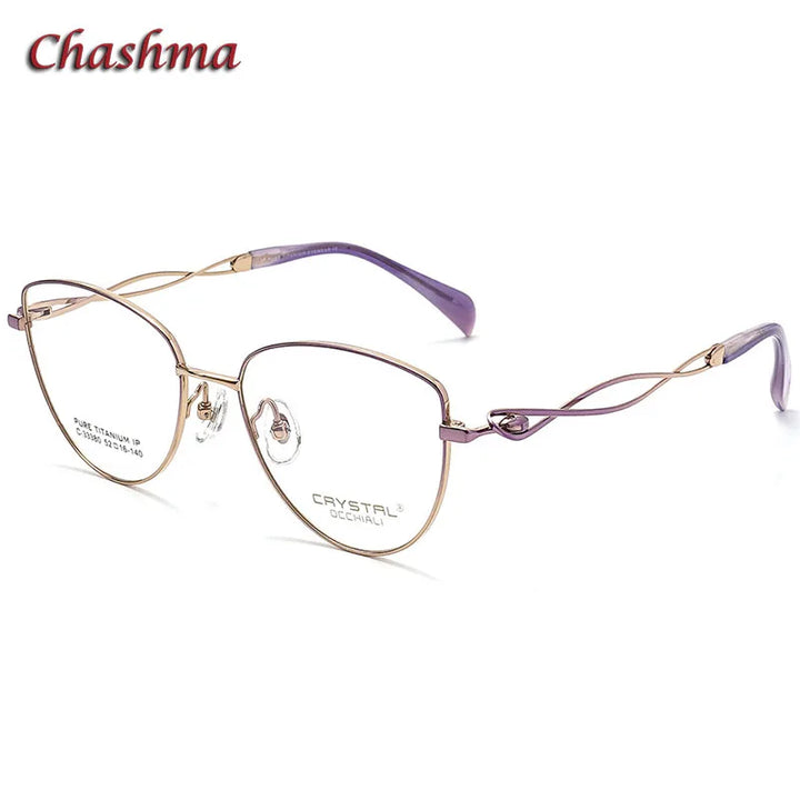 Chashma Ochki Women's Full Rim Cat Eye Titanium Eyeglasses 33380 Full Rim Chashma Ochki Purple  