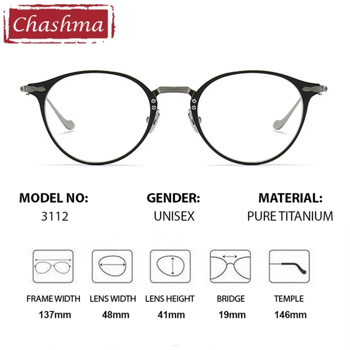 Chashma Women's Full Rim Round Acetate Titanium Eyeglasses 873112