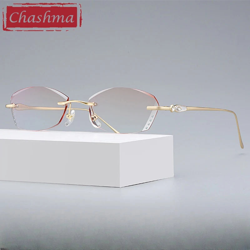 Chashma Women's Rimless Square Butterfly Titanium Eyeglasses 698037