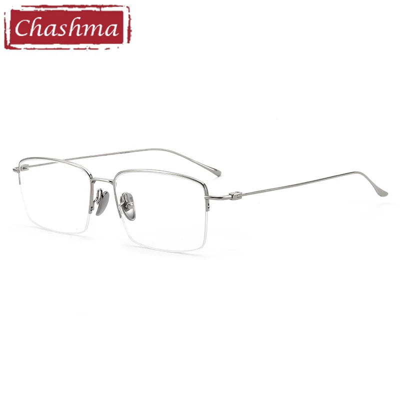 Chashma Unisex Semi Rim Square Titanium Eyeglasses 177503 Semi Rim Chashma Gray  