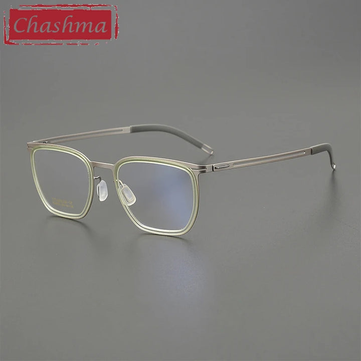 Chashma Unisex Full Rim Square Acetate Titanium Eyeglasses 8814 Full Rim Chashma   