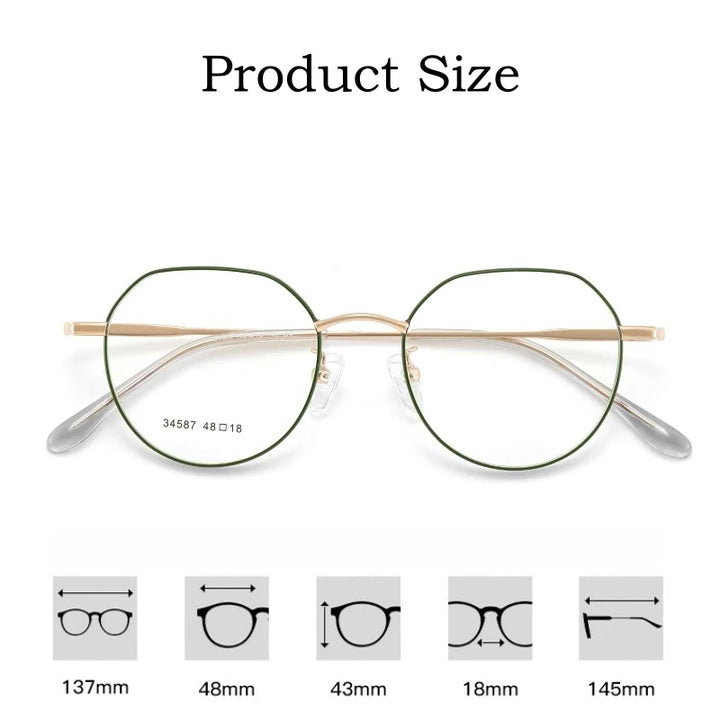 Yimaruili Unisex Full Rim Flat Top Polygon Alloy Eyeglasses Y34587 Full Rim Yimaruili Eyeglasses   