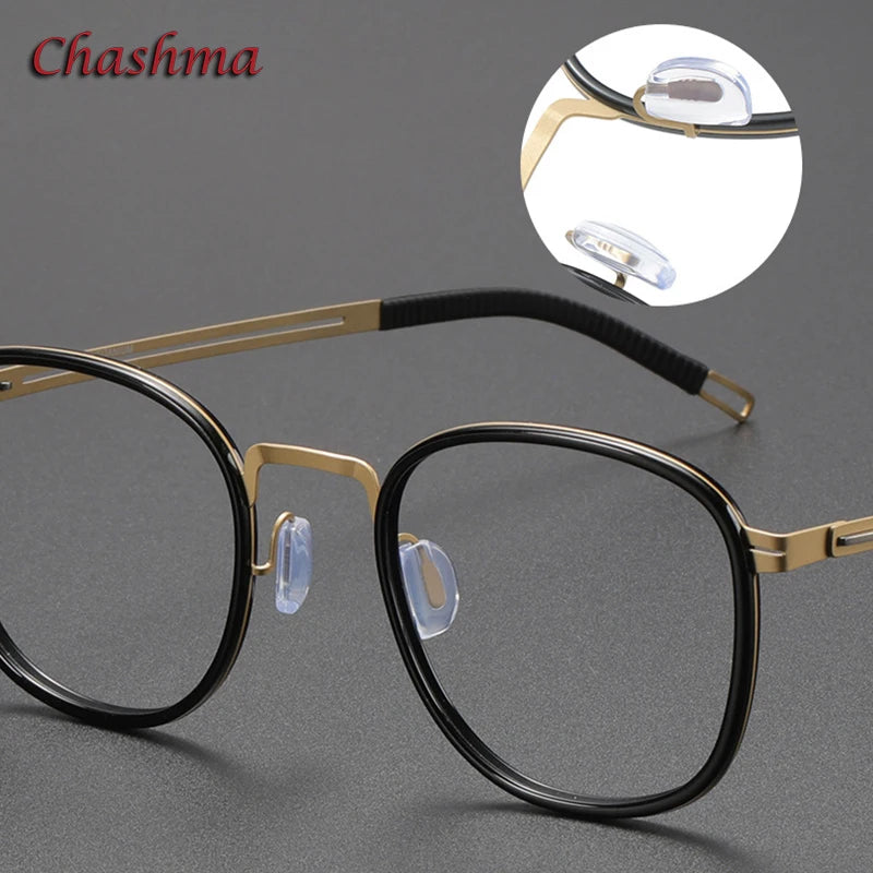 Chashma Ochki Unisex Full Rim Square Titanium Acetate Eyeglasses 2307 Full Rim Chashma Ochki   