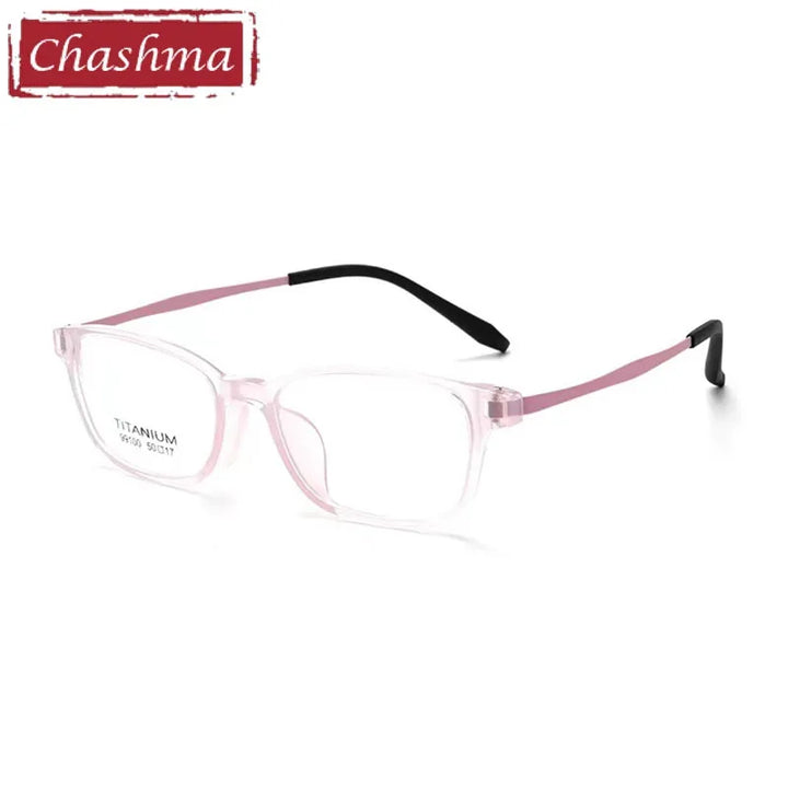 Chashma Ottica Unisex Youth's Full Rim Square Tr 90 Titanium Eyeglasses 99100 Full Rim Chashma Ottica Transparent Pink  