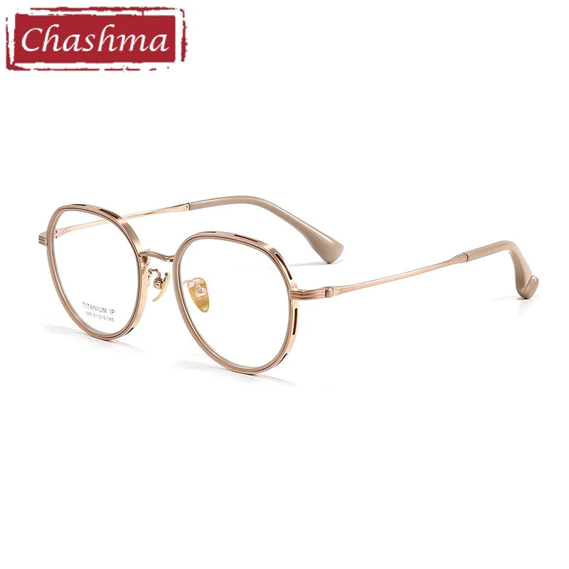 Chashma Ottica Women's Full Rim Flat Top Round Titanium Eyeglasses 64965