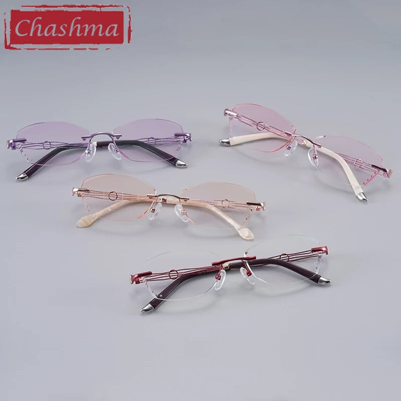 Chashma Women's Rimless Oval Square Titanium Eyeglasses 658072