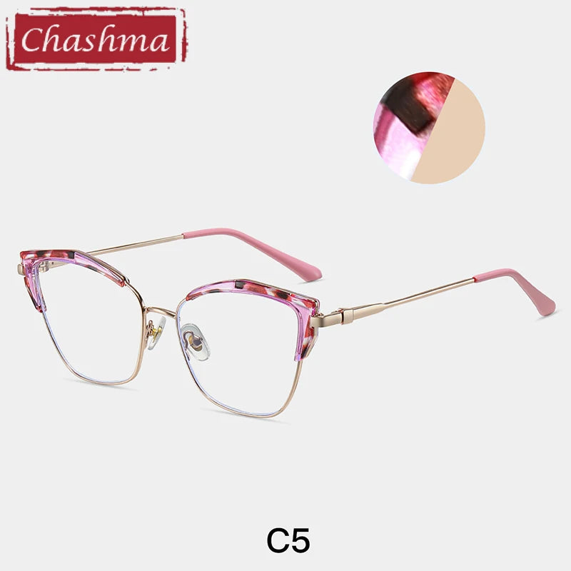 Chashma Women's Full Rim Square Cat Eye Tr 90 Alloy Eyeglasses 87325 Full Rim Chashma C5  