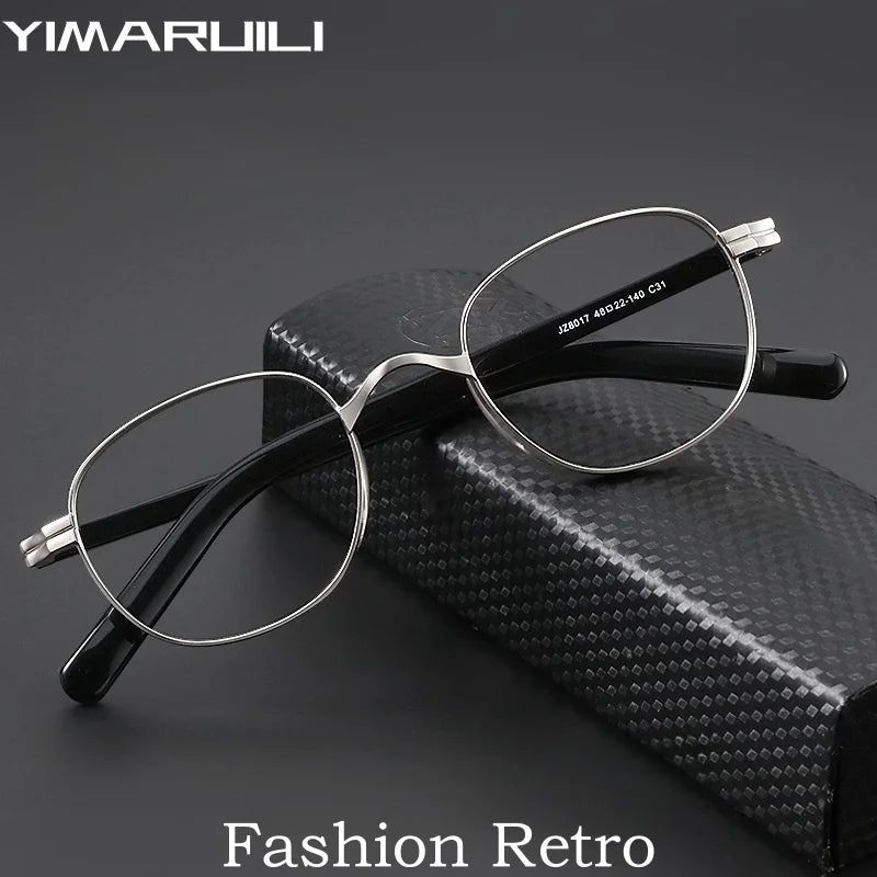 Yimaruili Men's Full Rim Oval Square Acetate Titanium Eyeglasses Y8017 Full Rim Yimaruili Eyeglasses   