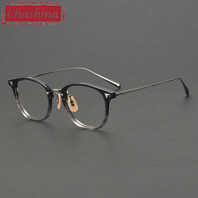 Chashma Ochki Unisex Full Rim Square Acetate Titanium Eyeglasses 936548