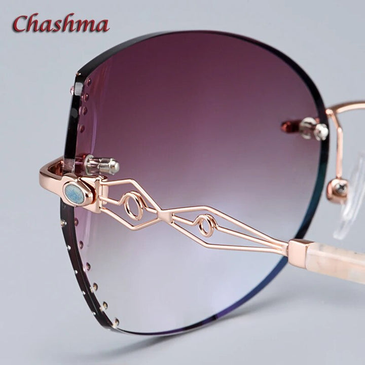 Chashma Ochki Women's Rimless Cat Eye Titanium Sunglasses Sunglasses Chashma Ochki   