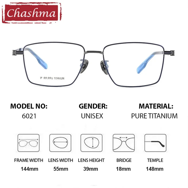 Chashma Unisex Full Rim Polygon Square Titanium Eyeglasses 886021