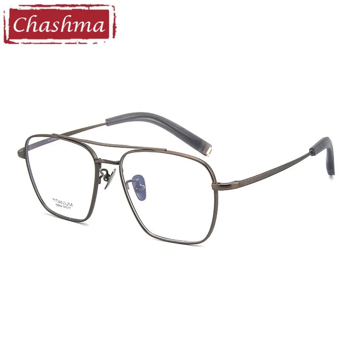 Chashma Men's Full Rim Big Square Double Bridge Titanium Eyeglasses 500004 Full Rim Chashma Bronze  