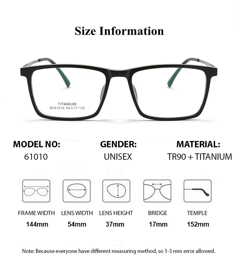 Chashma Unisex Full Rim Big Square Titanium Tr 90 Eyeglasses 61010 Full Rim Chashma   