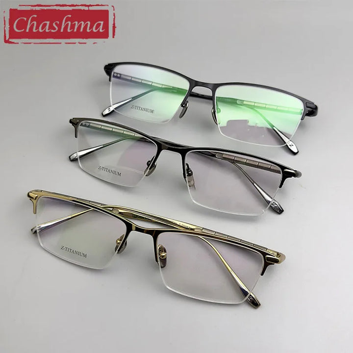 Chashma Unisex Semi Rim Square Brow Line Titanium Eyeglasses 27061 Semi Rim Chashma   