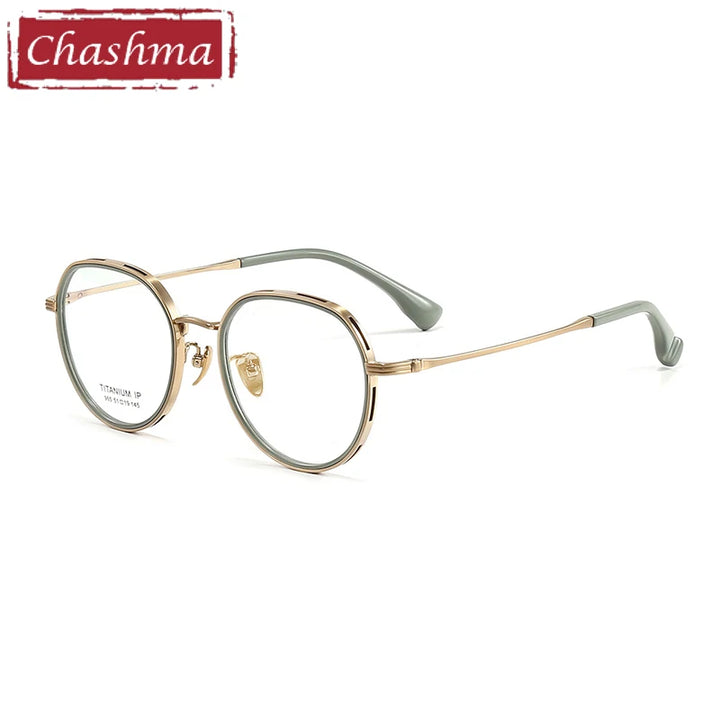 Chashma Ottica Women's Full Rim Flat Top Round Titanium Eyeglasses 64965