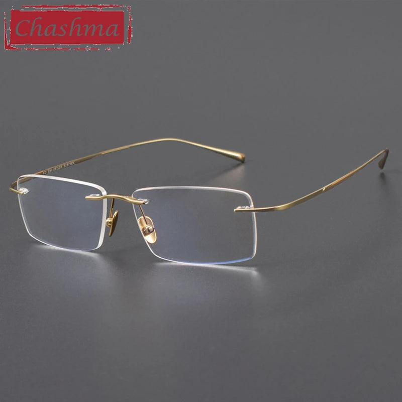 Chashma Ottica Unisex Rimless Square Titanium Eyeglasses 401818
