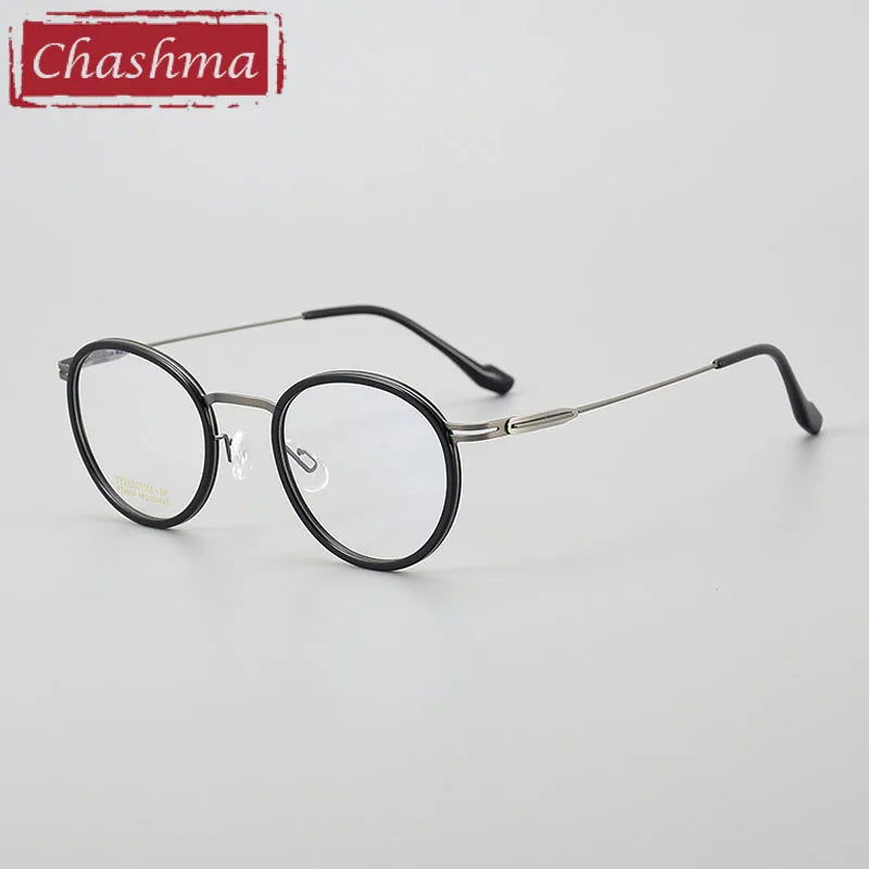 Chashma Ottica Women's Full Rim Round Titanium Acetate Eyeglasses 4004 Full Rim Chashma Ottica Black-Gray  