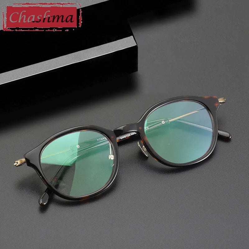 Chashma Unisex Full Rim Round Acetate Titanium Eyeglasses 0123 Full Rim Chashma   