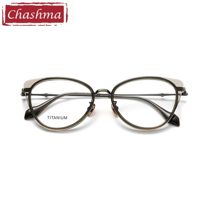Chashma Ottica Women's Full Rim Cat Eye Acetate Titanium Eyeglasses 36660