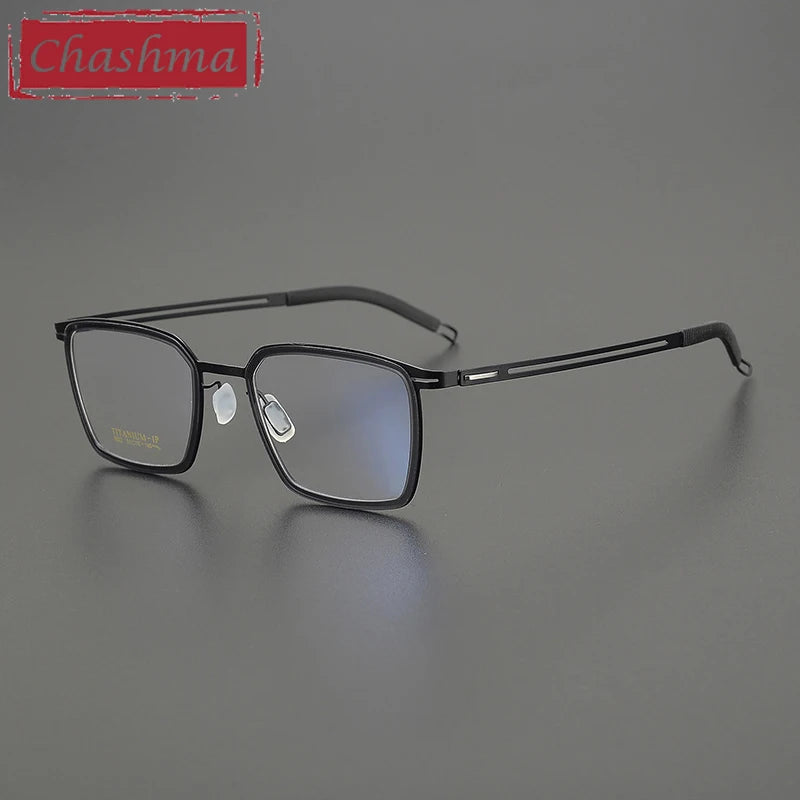 Chashma Unisex Full Rim Square Acetate Titanium Eyeglasses 9922 Full Rim Chashma Matte Black  