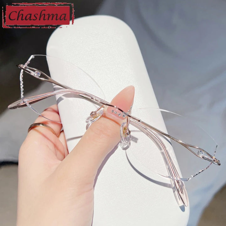 Chashma Women's Rimless Oval Butterfly Titanium Eyeglasses 698081