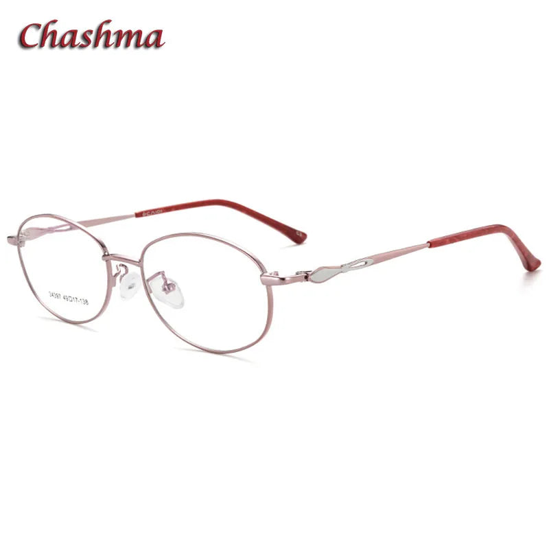 Chashma Ochki Women's Full Rim Oval Stainless Steel Eyeglasses 34397 Full Rim Chashma Ochki Pink-C3  