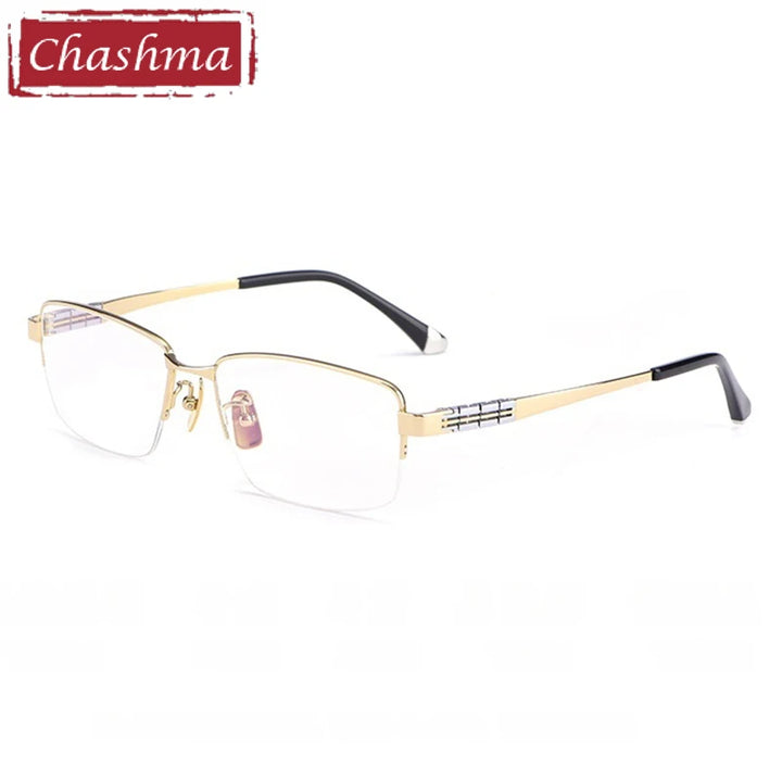 Chashma Ochki Unisex Semi Rim Square Titanium Eyeglasses 880038