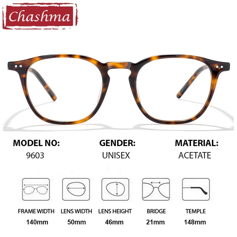 Chashma Ottica Unisex Full Rim Round Square Acetate Eyeglasses 409603