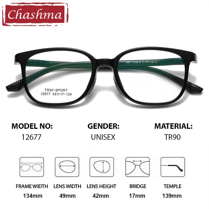 Chashma Ochki Women's Full Rim Square Tr 90 Alloy Eyeglasses 612677