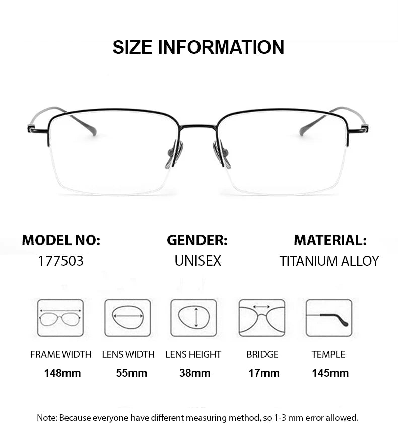 Chashma Unisex Semi Rim Square Titanium Eyeglasses 177503 Semi Rim Chashma   