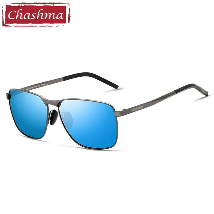 Chashma Ottica Men's Full Rim Square Stainless Steel Polarized  Sunglasses 2462 Sunglasses Chashma Ottica Gray-Blue Lens Single Version 1.56 | Polarized