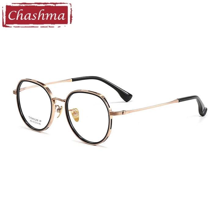 Chashma Ottica Women's Full Rim Flat Top Round Titanium Eyeglasses 64965