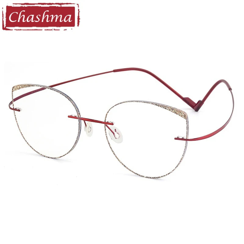 Chashma Women's Rimless Round Cat Eye Titanium Eyeglasses 431814