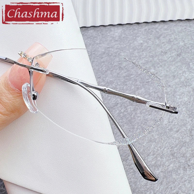 Chashma  Women's Rimless Oval Square Titanium Eyeglasses 691073