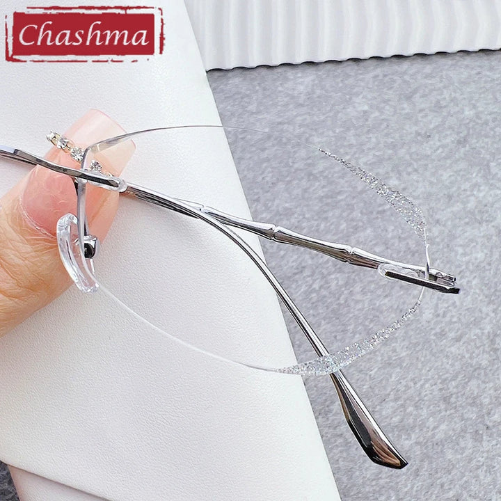 Chashma  Women's Rimless Oval Square Titanium Eyeglasses 691073