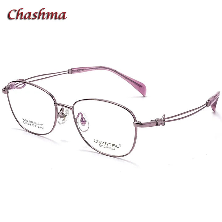 Chashma Ochki Women's Full Rim Square Titanium Eyeglasses 33368 Full Rim Chashma Ochki Purple  