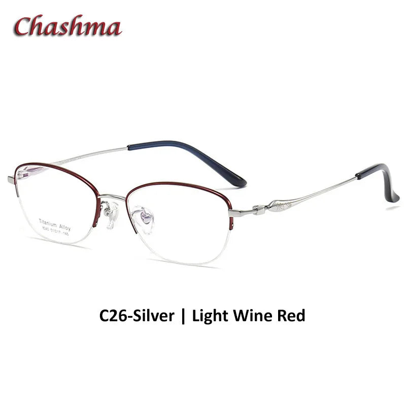 Chashma Ochki Women's Semi Rim Small Oval Square Titanium Eyeglasses 8240 Semi Rim Chashma Ochki C26  