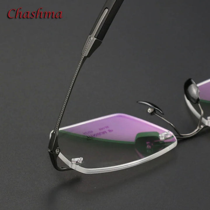 Chashma Ochki Unisex Rimless Square Titanium Rosewood Eyeglasses 2329 Rimless Chashma Ochki   