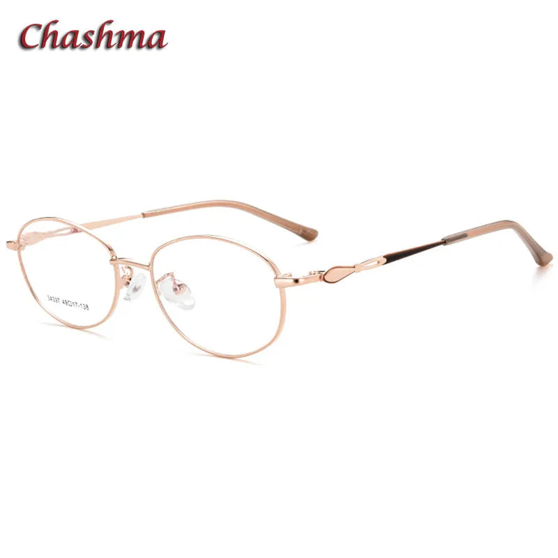 Chashma Ochki Women's Full Rim Oval Stainless Steel Eyeglasses 34397 Full Rim Chashma Ochki Rose Gold-C1  